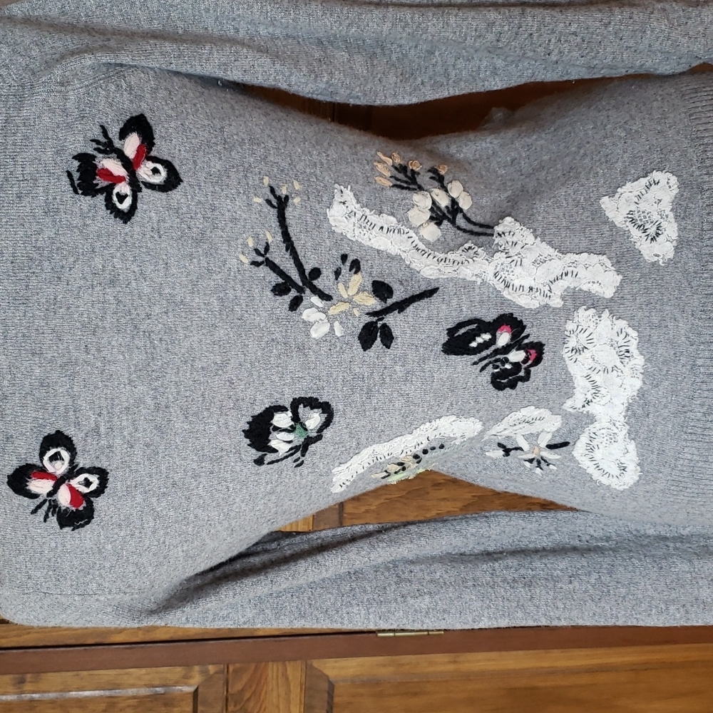 Anthropologie Karen Nicol Embellished Embroidered Cardigan Sweater Sz S